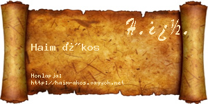 Haim Ákos névjegykártya